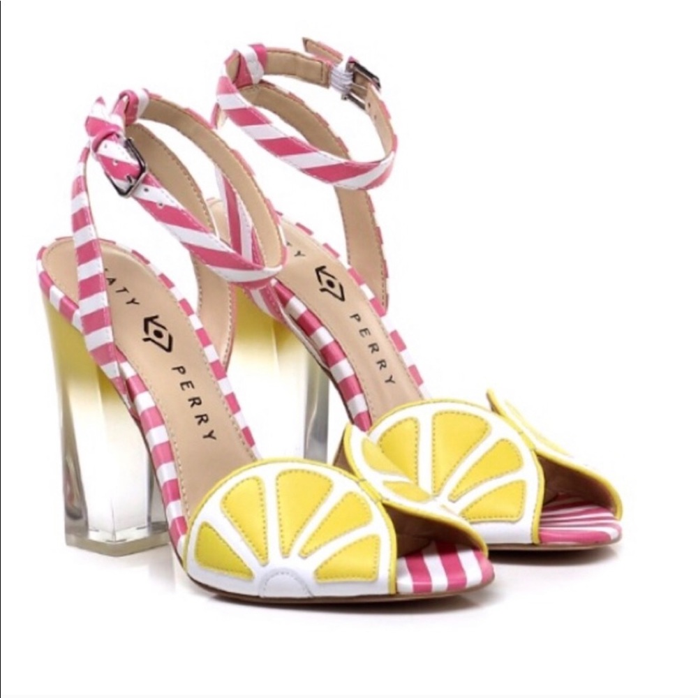 Katy Perry Collections lemon striped heels 6.5 NWT